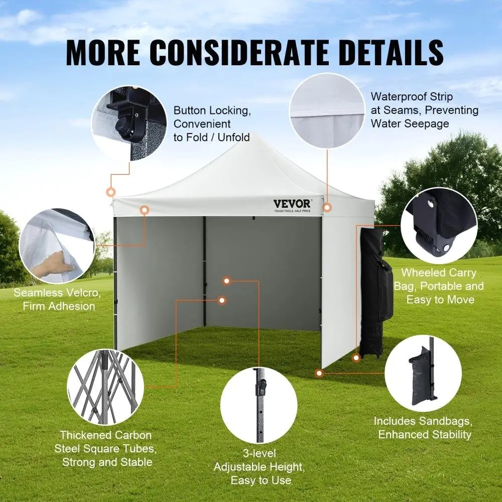 10x10 Feet Instant Canopy Tent with Sidewalls Portable Waterproof UV Resistant for outdoor Gazebo for Patio Party Camping