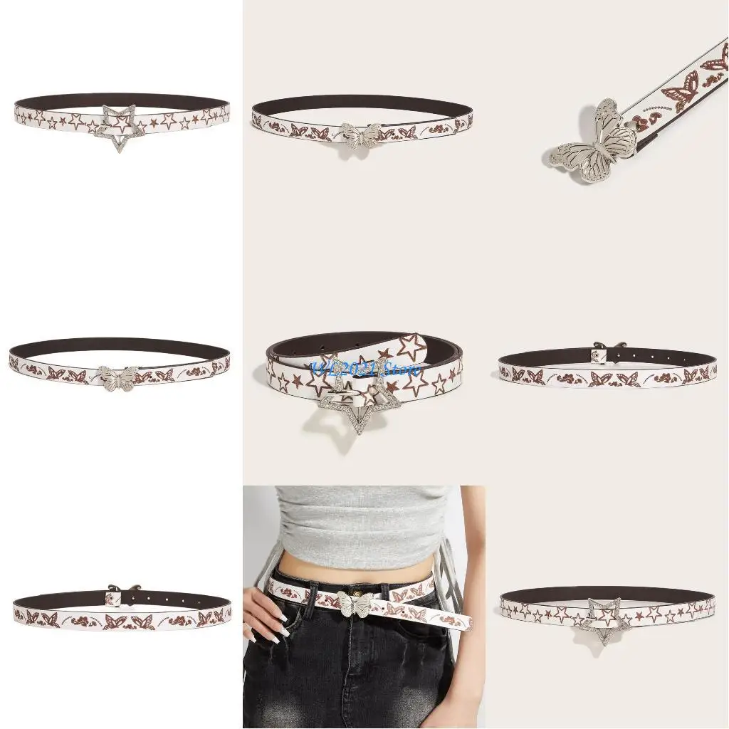 

G5GC Waist Belt Butterfly Embossed Chain Retro Belt Body Chain for Dress Stage