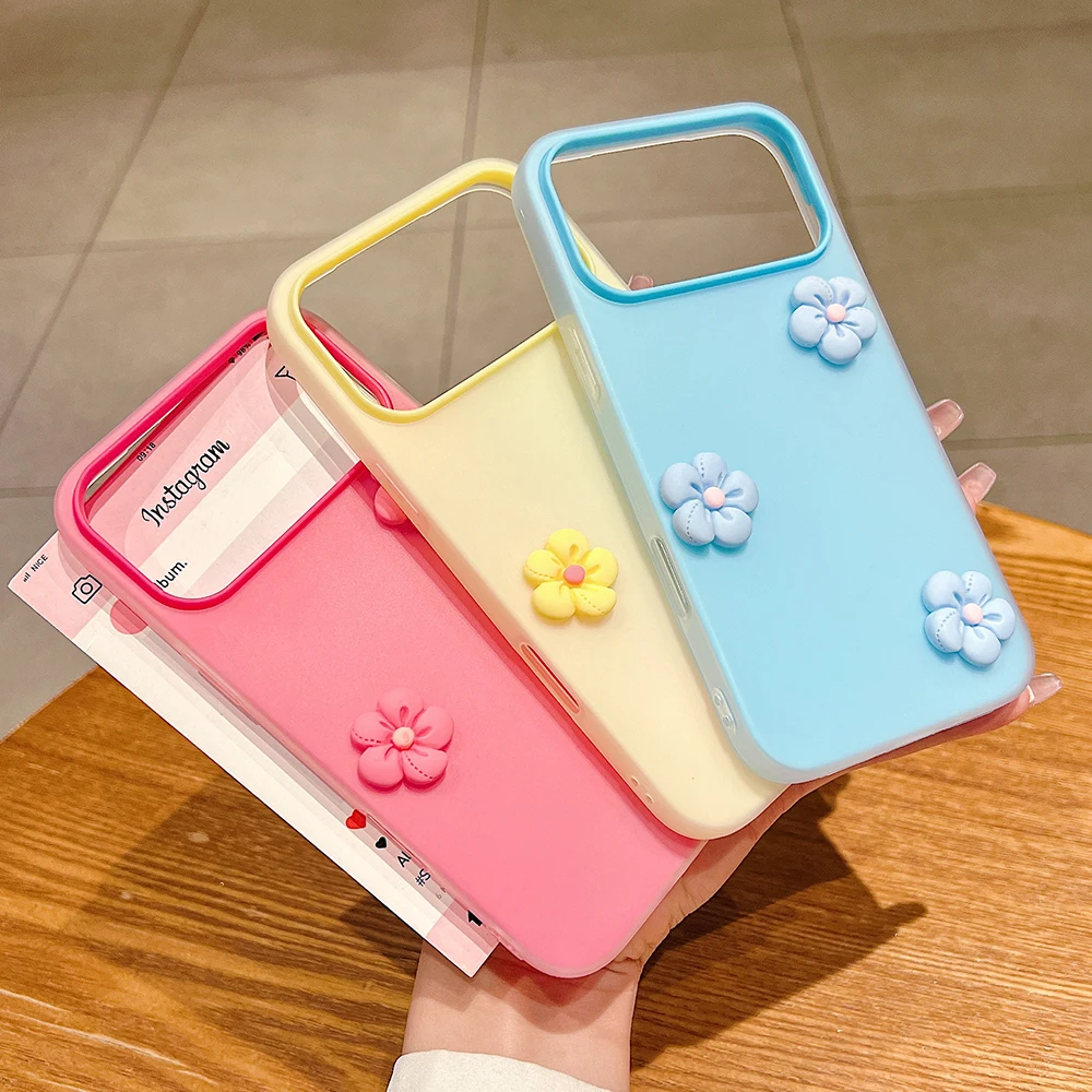 Colorful 2 IN 1 Cute Dopamine Flower Phone Case For iPhone 17 Pro Max 16 15 14 13 12 11 Pro Max 16E 17Air X XS XR 7 8 Plus Cover view 4