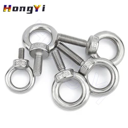 M3 M4 M5 to M14 Lifting Eye Bolts Screw 304 A2 Stainless Steel Eyebolt Male Thread Ring Eye Bolt Round Hook Screws Fasterners