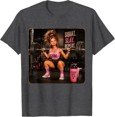 Lustiges Fitness-T-Shirt mit Meme-Humor: Ekelhaftes Gym-Girl, Y2K-Puppen-Gesicht, Damenmode, Gewichtheben-Grafik, Baumwollbekleidung – Detail 13