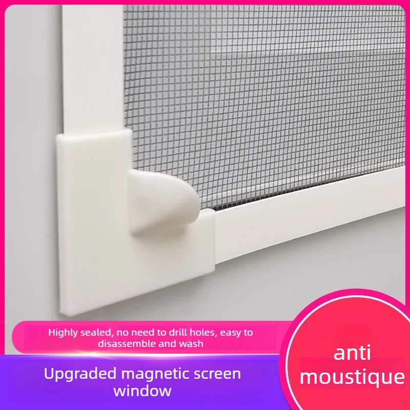 Magnetisches Fenster-Fliegengitter Selbstklebendes Fiberglas-Moskitonetz mit Magnetstreifenrahmen Waschbar & Faltbar für den Heimgebrauch