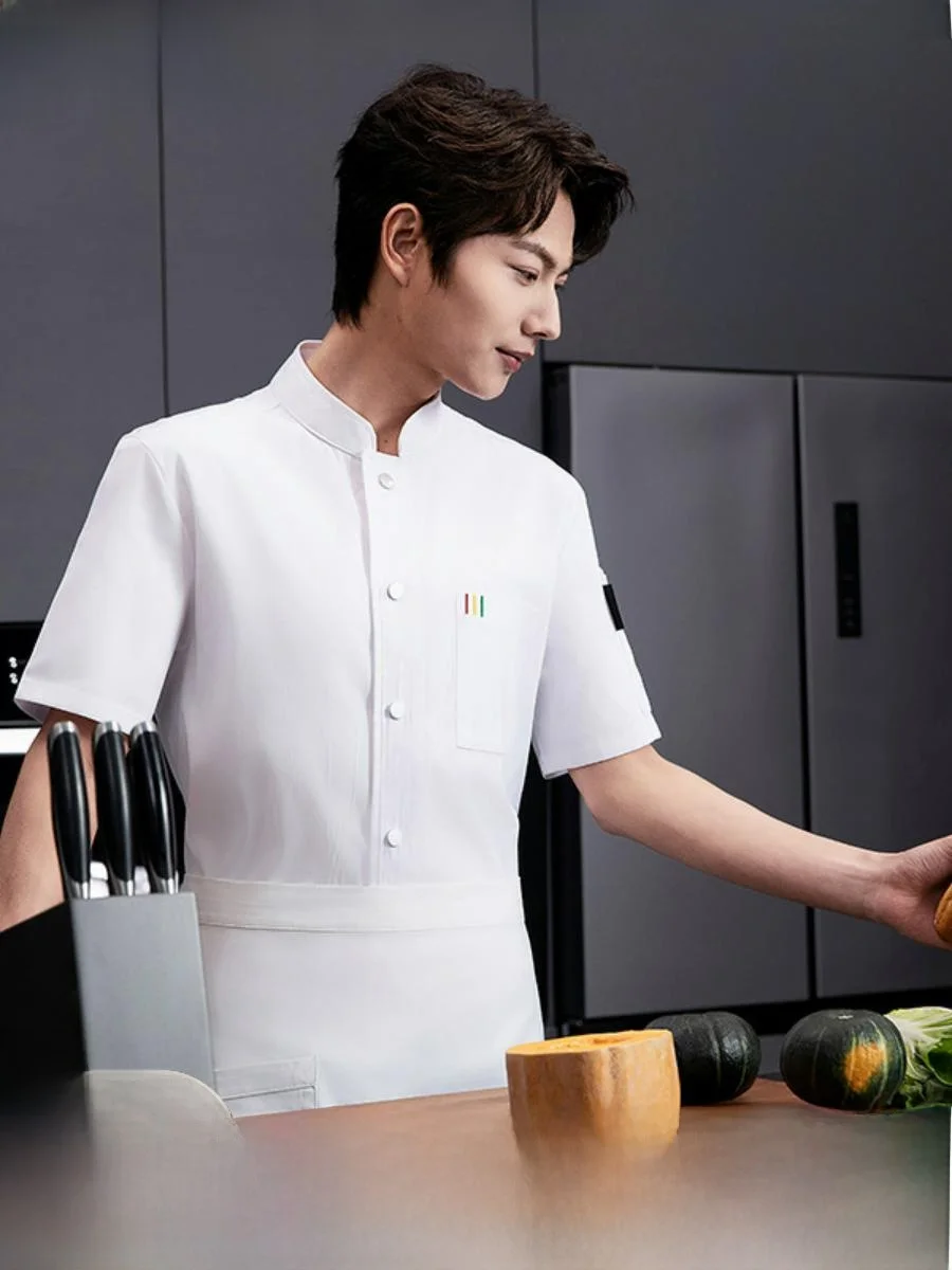 

Весенне-летняя дышащая униформа для поваров больших размеров с коротким рукавом, влагоотводящая, для женщин, для ресторанов, отелей, банкетов