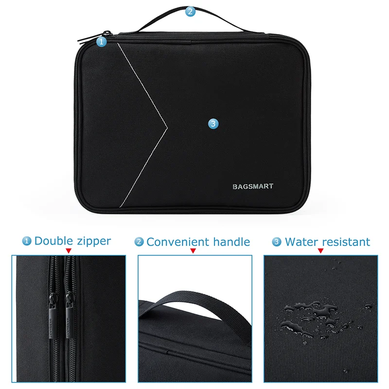 Imagem -06 - Bagsmart Cabo Bolsa Grande Dupla Camada Organizador Eletrônico Bolsa de Armazenamento Viagem Acessórios Eletrônicos Cases para Ipad Carregadores