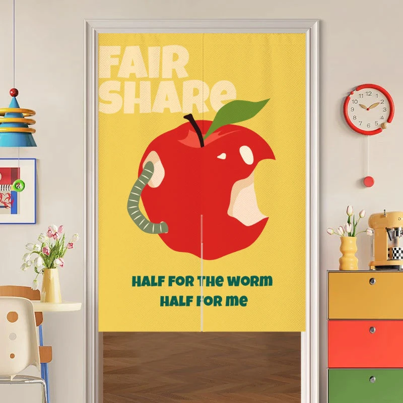 VIKAMA Fun Fruit Half Curtain, Instagram-Style Cute and Aesthetic Kitchen Divider, Washable Fabric Curtain