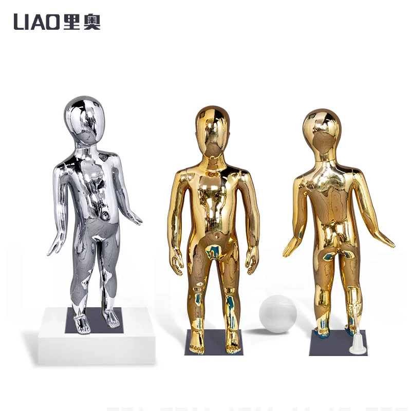 Chrome Gold Egg head Baby Mannequins For Clothing Display Unisex Children Mannequins kids dummy