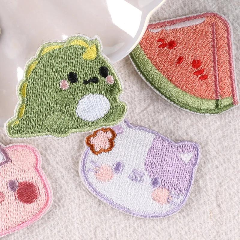 Cute Animal Avatar Patches For Clothing Kids Iron On Embroidery Patch Self-adhesive Applique DIY Handmade Decorative Accessories