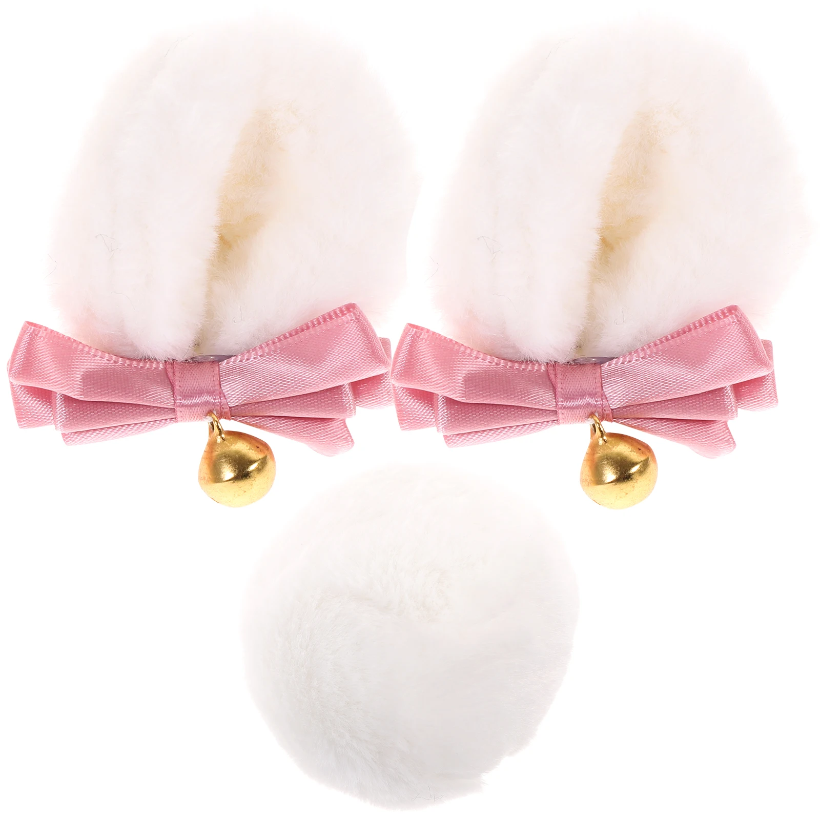 

Bear Ears Hair Clip Set Small Tail Round Accessories White Pink Girls Women Party Costume Cosplay Kawaii Hair Clips