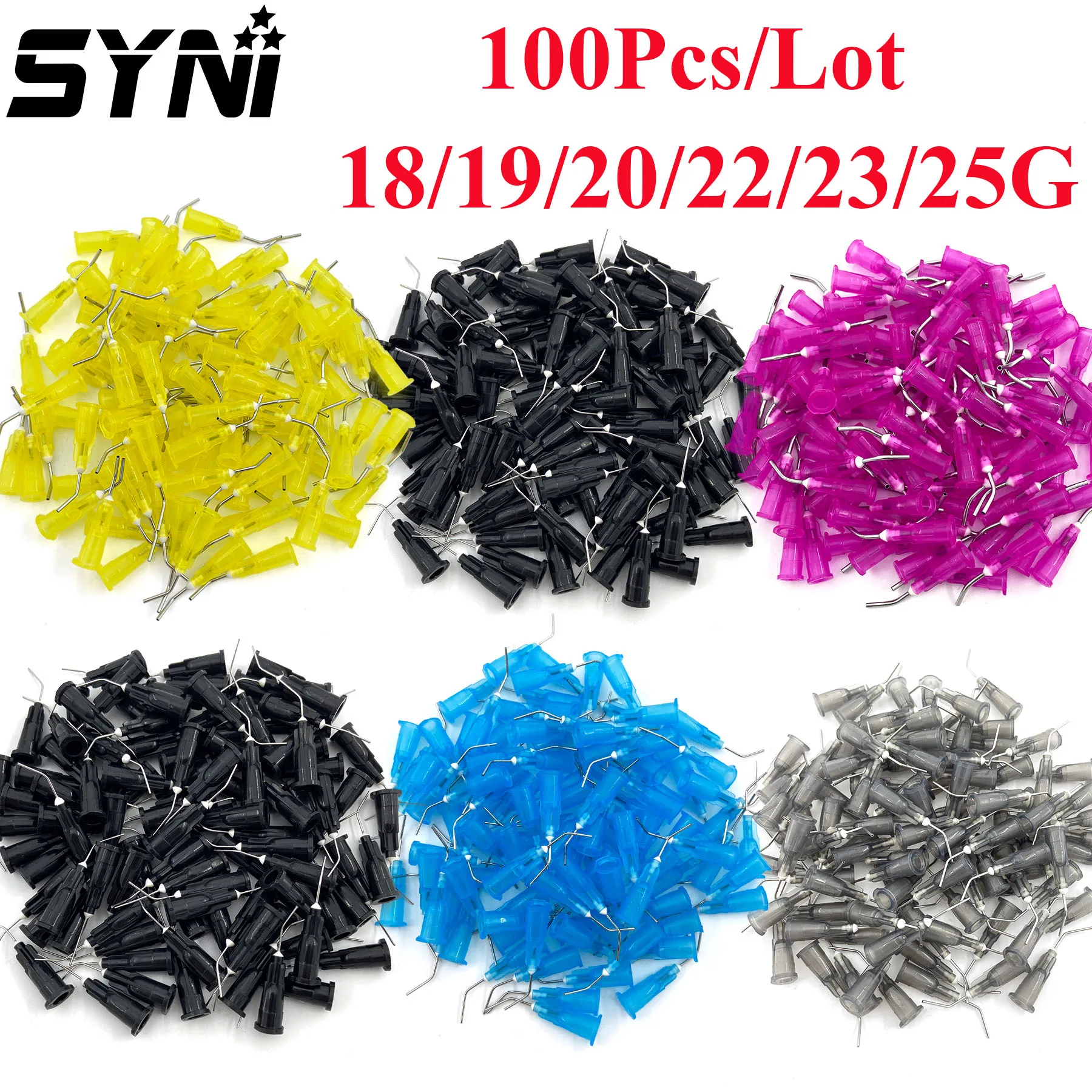 100pcs/lot SYNI Equipment Irrigation Bent Needle Tips Pre Bent Flow Dispensing Needle Dentistry Dental Endoneedles