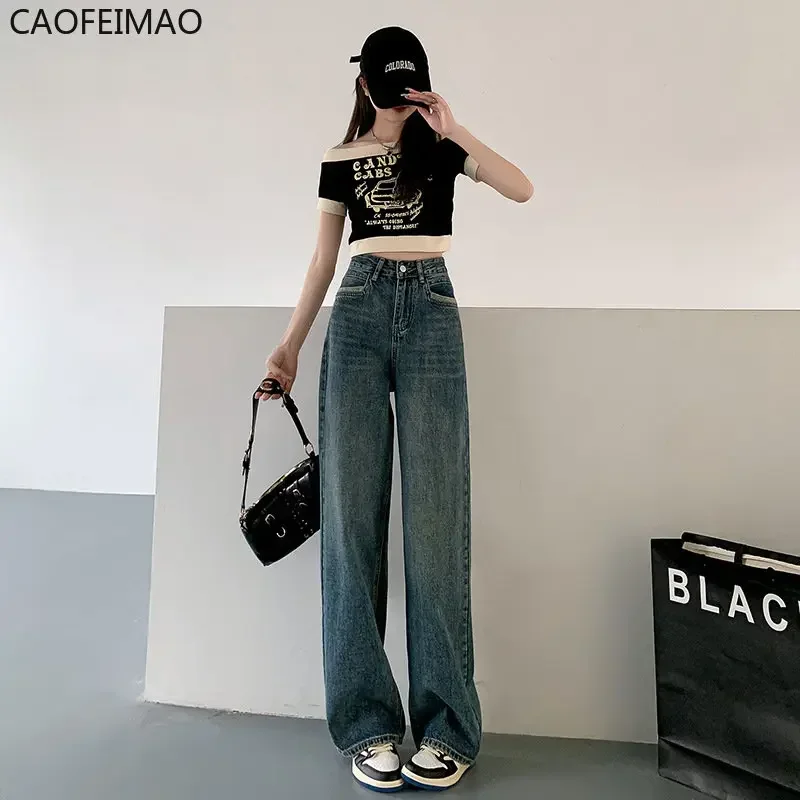 

Jeans Women's Spring New Loose High Waist Hanging Feeling Everything Matching Mopping Pants Show Thin Straight Long Pants