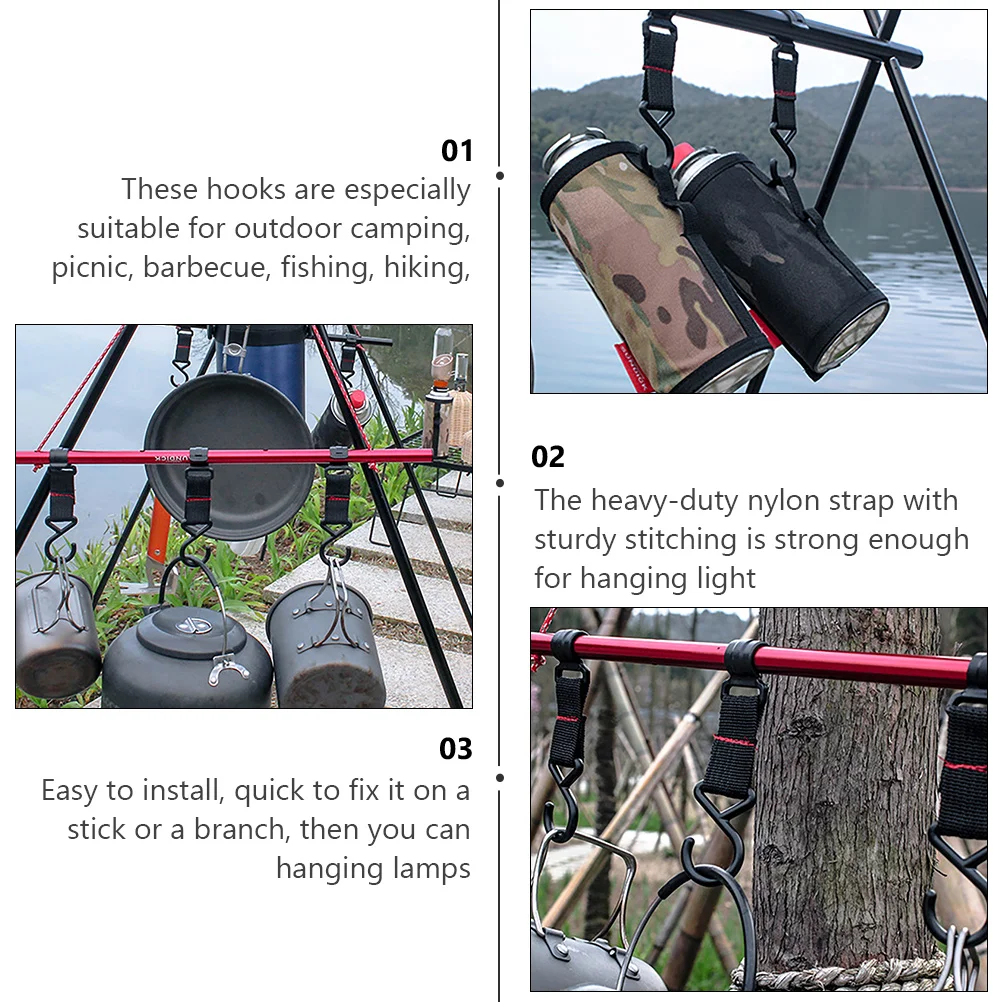 

5pcs Camping Hook Heavy Duty Nylon Movable Hanger for Outdoor Garden Garage Shed Barn 18-20mm Pipe Light Bag Holder Easy