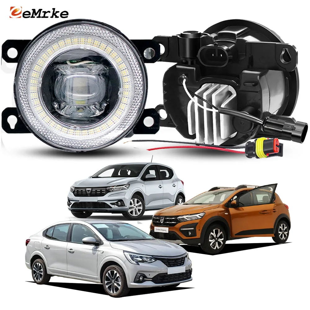 

Светодиодный прожектор для Renault Taliant Dacia Logan Sandero Stepway 2021 2022 2023 2024, противотуманная фара + кольцо «ангельские глазки», аксессуары для вождения