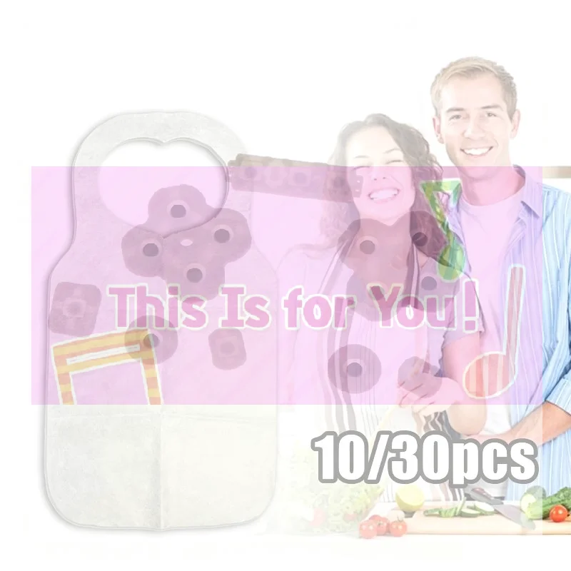 【MA】30Pcs Disposable Adult Apron Non-Woven Waterproof Bib For Lobster Hot Pot Restaurant BBQ Kitchen