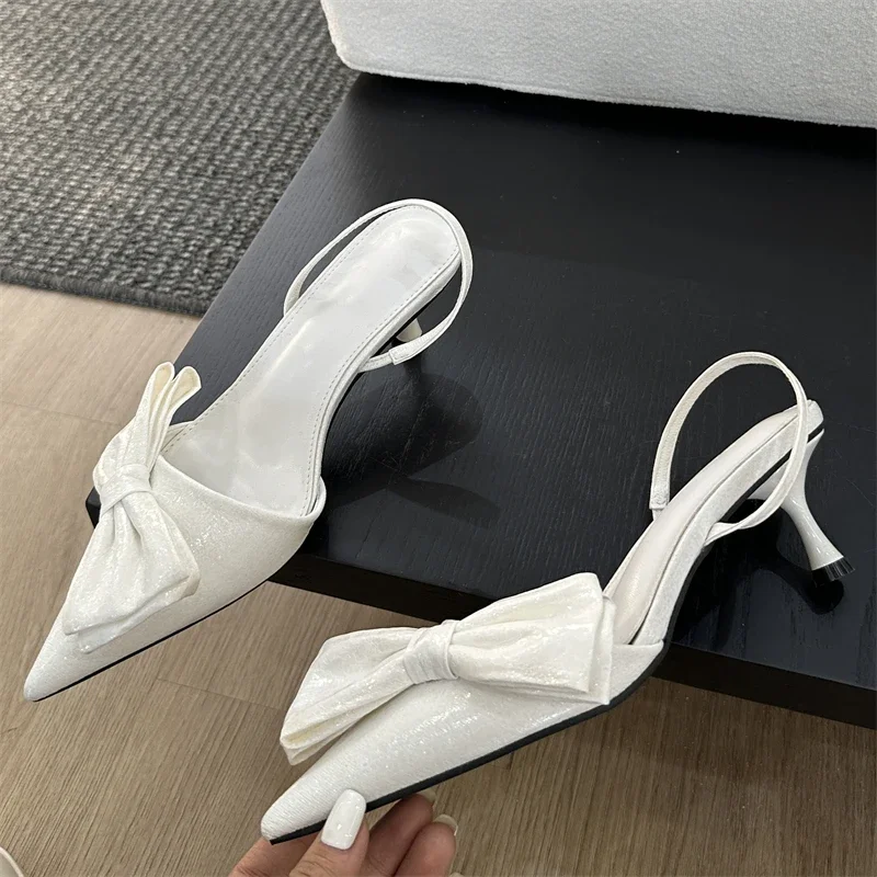 Eilyken Street Style Butterfly-knot Pumps Sexy Pointed Toe Thin Heels Woman Shoes Elegant Slingbacks Sandalias Mujer