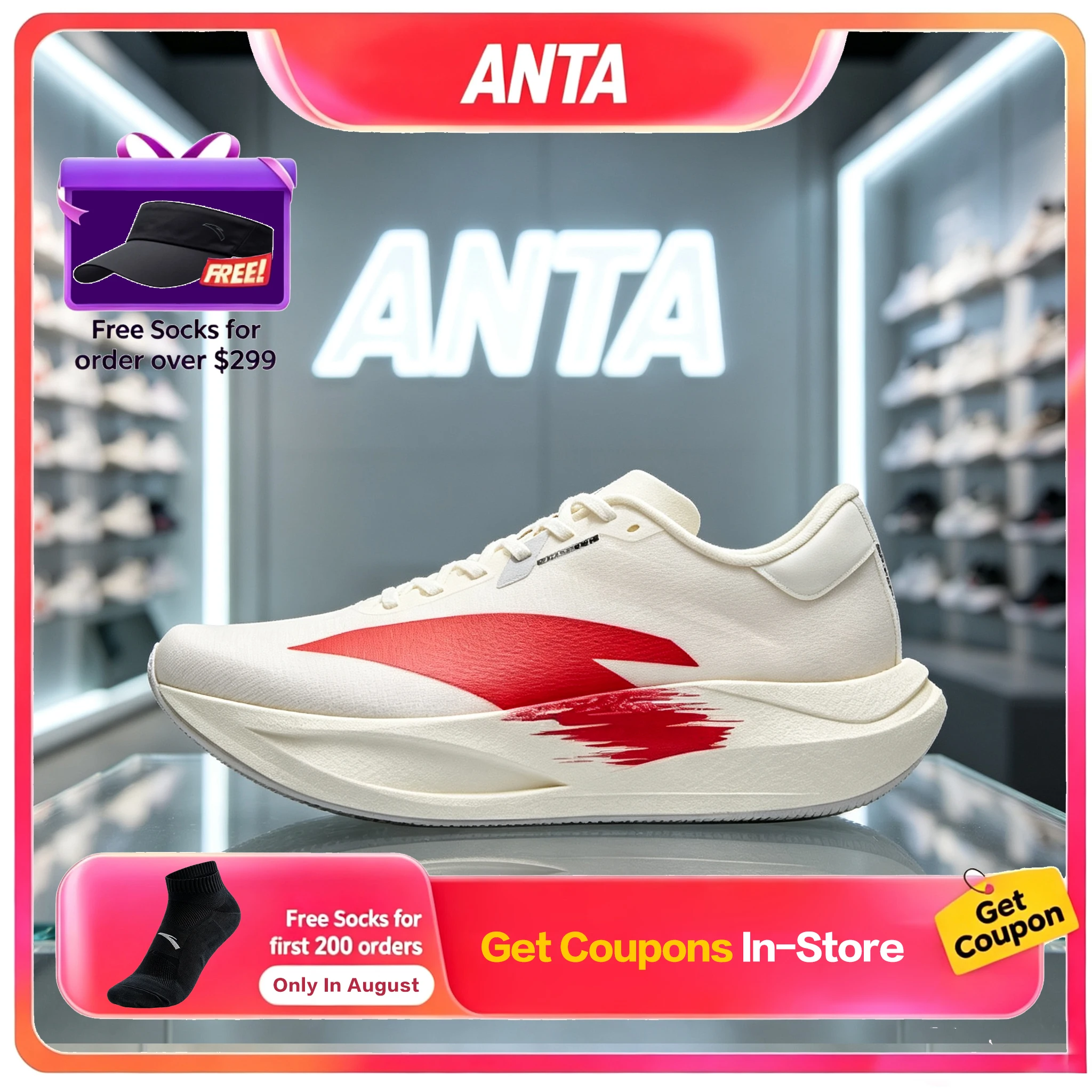 Anta Erqu Heart Rate SE Men Autumn Black Lightweight No Plate Soft Sole Cushioning Running Sports Sneakers