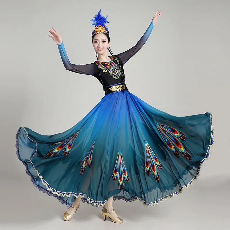 Traditional clothing women's aquarium Dongxiang Hezhe Menba Jinuo dance performance suit three-piece set