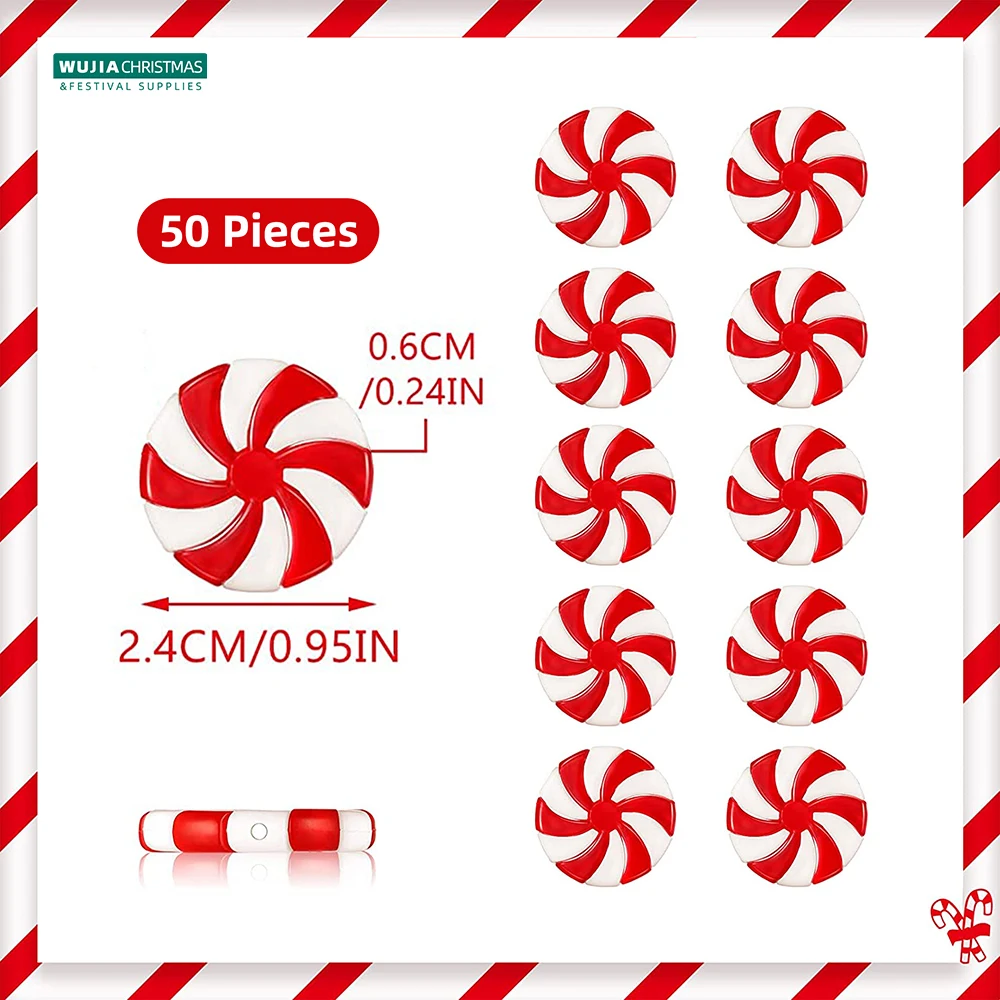 50 stücke Neue Jahr Acryl Süßigkeiten DIY Weihnachten Baum Hängen Weihnachten Simulation Süßigkeiten Pfefferminze Ornamente Süßigkeiten Tropfen Anhänger Geschenke – Detail 2