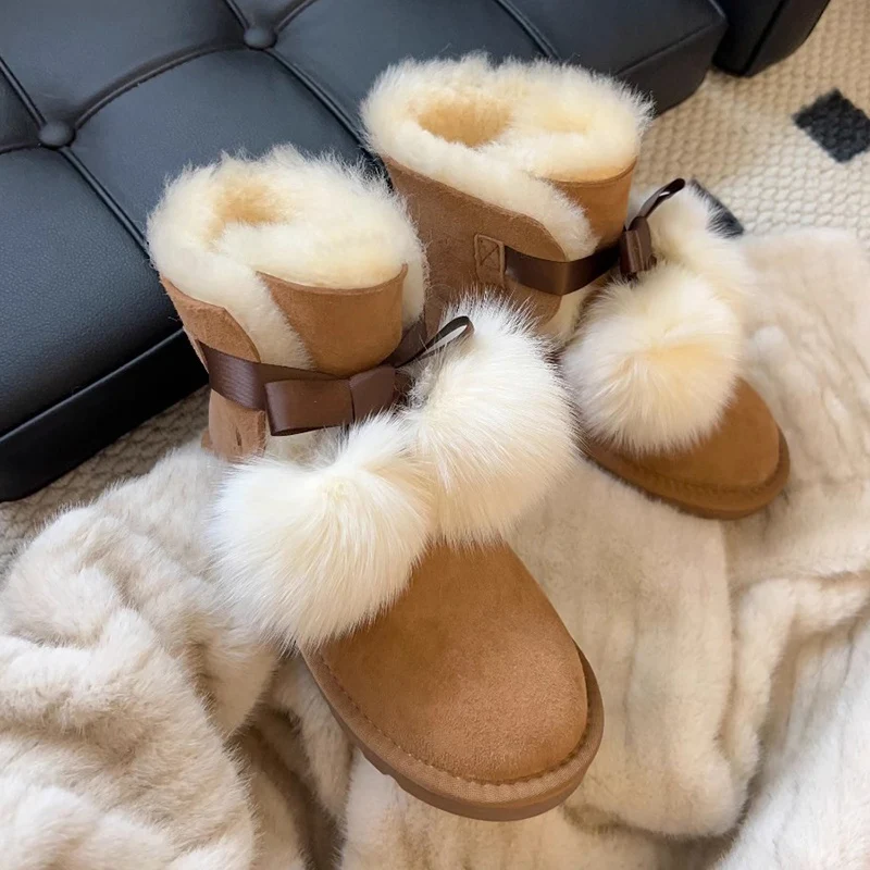 

New 2025 Natural Sheepskin Women's Winter Classic Woman Snow Boots Genuine Sheepskin Cute Girl Women Boots Women Shoes