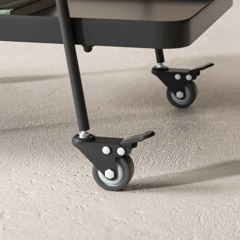 Simple shelf small coffee table minimalist double-layer wheeled trolley