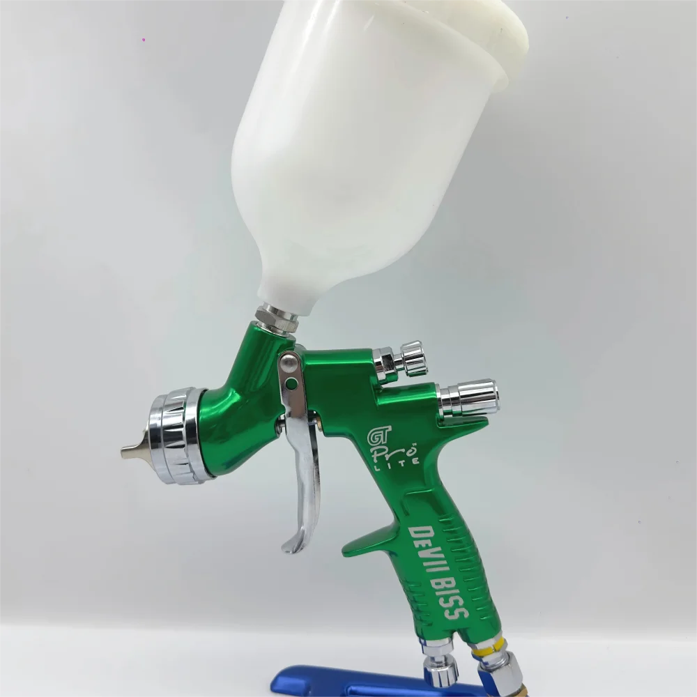 Green Spray Gun GTl Pro Car Paint Spray Gun TE20/T110 1.3mm/1.8mm Nozzle  with Mixed Glass Water-based Air Spray Gun. image 5