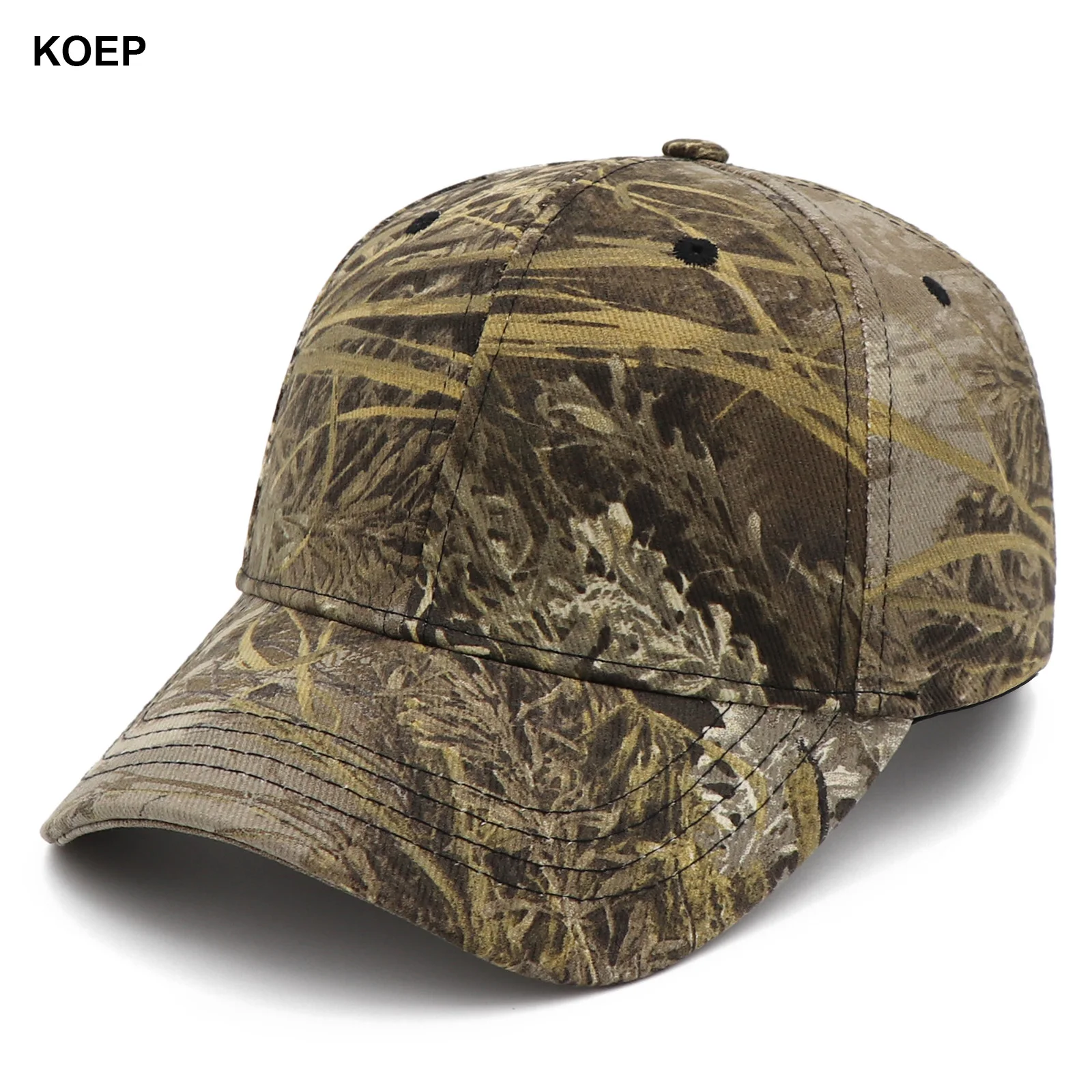 KOEP Jungle Reed Water Grass Camouflage Baseball Caps Dad Snapback Outdoor Fishing Cap With Bulrush Leaves Design For Hunting