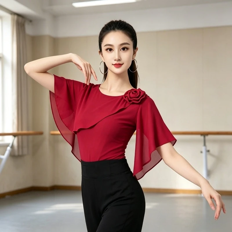 Latin Dance Top Summer New Modern Adult Professional Performance Top Slim Fit Breathable Dance CostumeStage Daily Dancing Wear