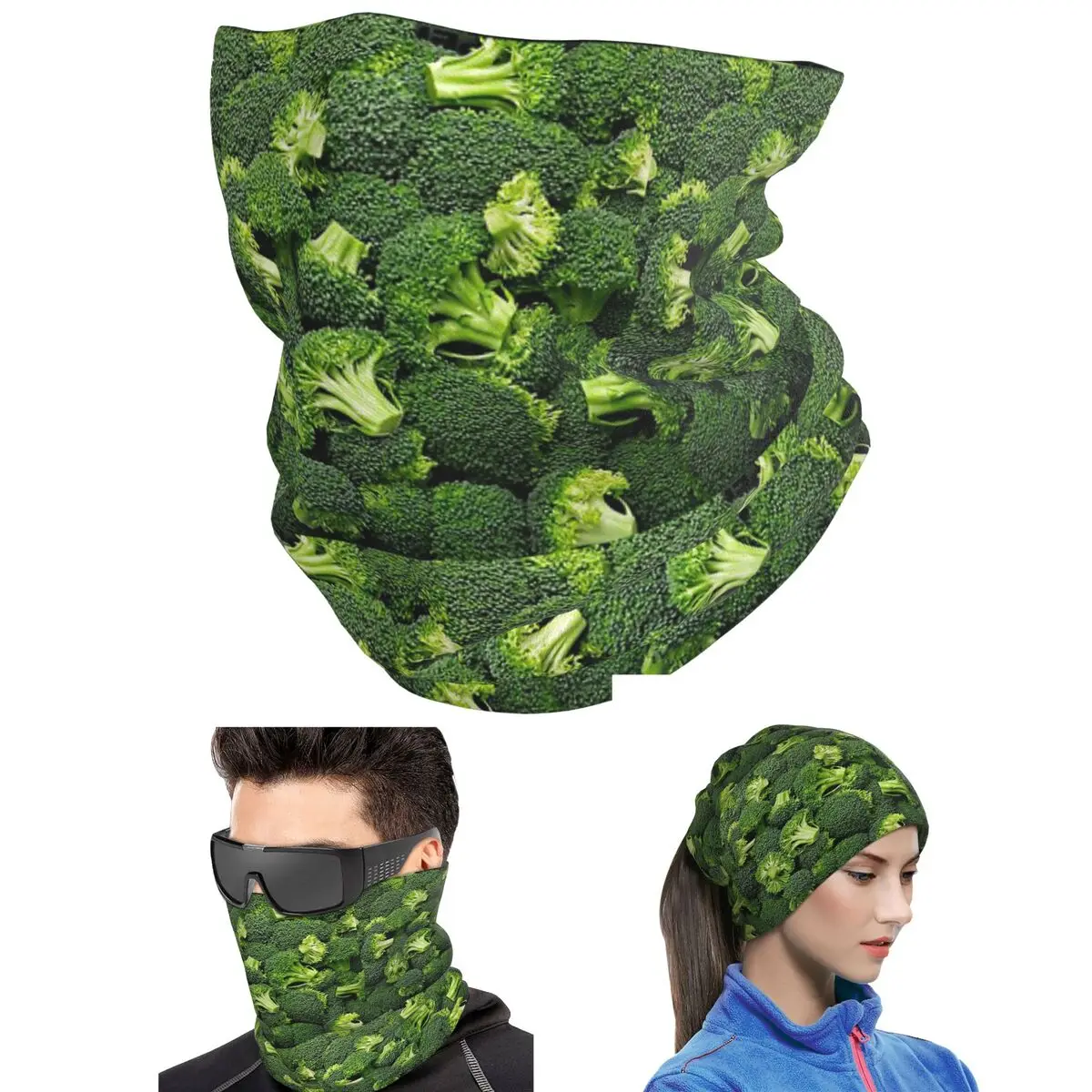 Fresh Raw Broccoli Bandana Neck Cover Printed Face Scarf Running Headband For Men Women Adult All Season