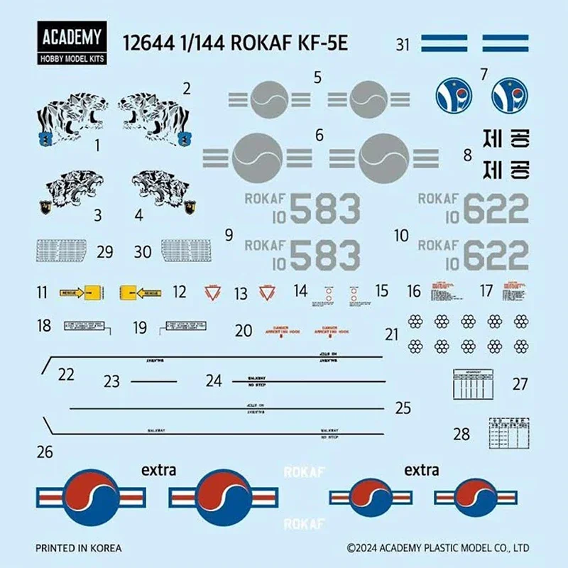 Kit de modelo de aeronave montada da Academia 12644 KF-5E Tiger II Fighter 1/144