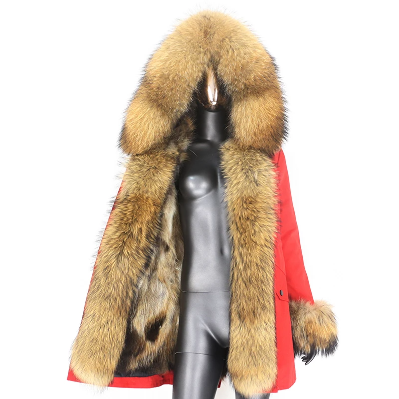 FURYOURSELF-Parka longue imperméable pour femme, manteau en fourrure véritable, veste d'hiver à capuche, fourrure de raton laveur naturel, fourrure de renard, optique, poignées amovibles, 2022