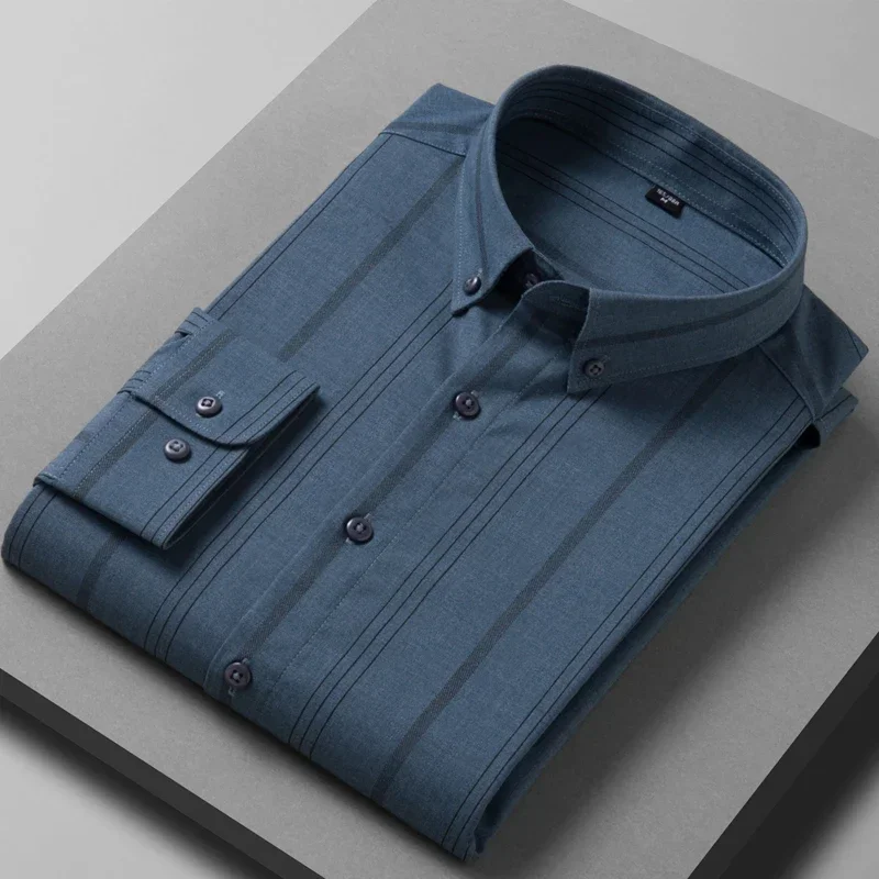 

new spring and autumn Men's Fashion Business Casual Striped Shirt Professional Formal Button Youth Long Sleeve Shirt