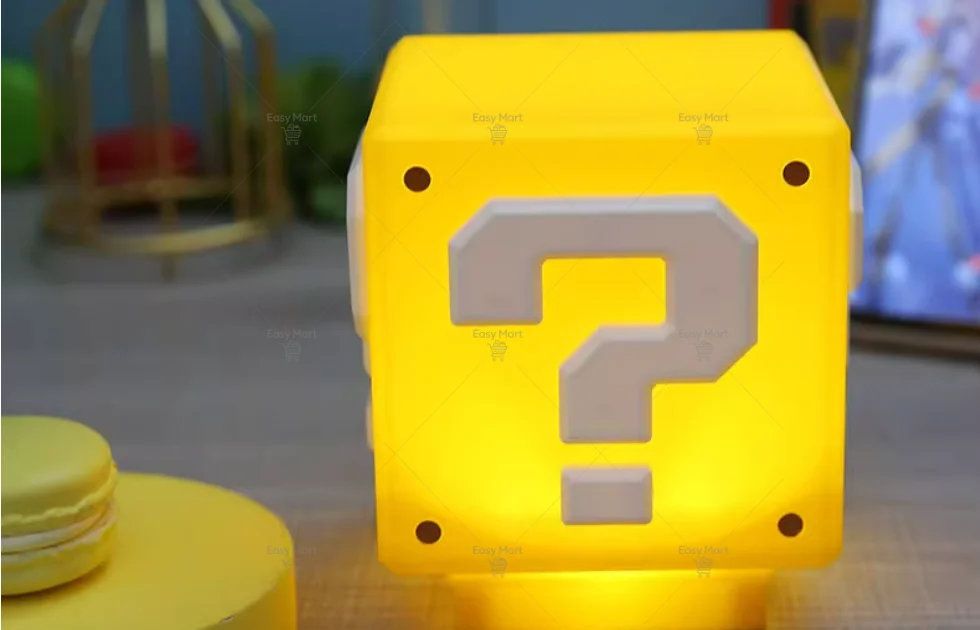 LED Question Mark Sound Charging Small Night Light Square Brick Creative Cartoon Desktop USB Induction Night Light