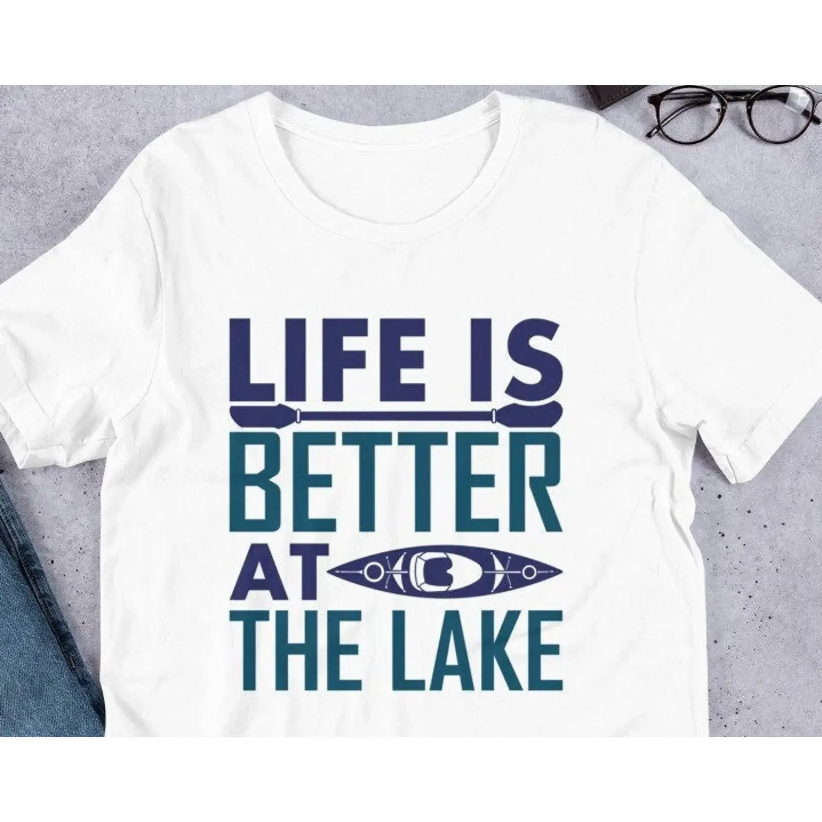 T shirt with a Canoe on life is better at the lake canoeist Lovers unique Kayak tee vintage Washed Comfortable