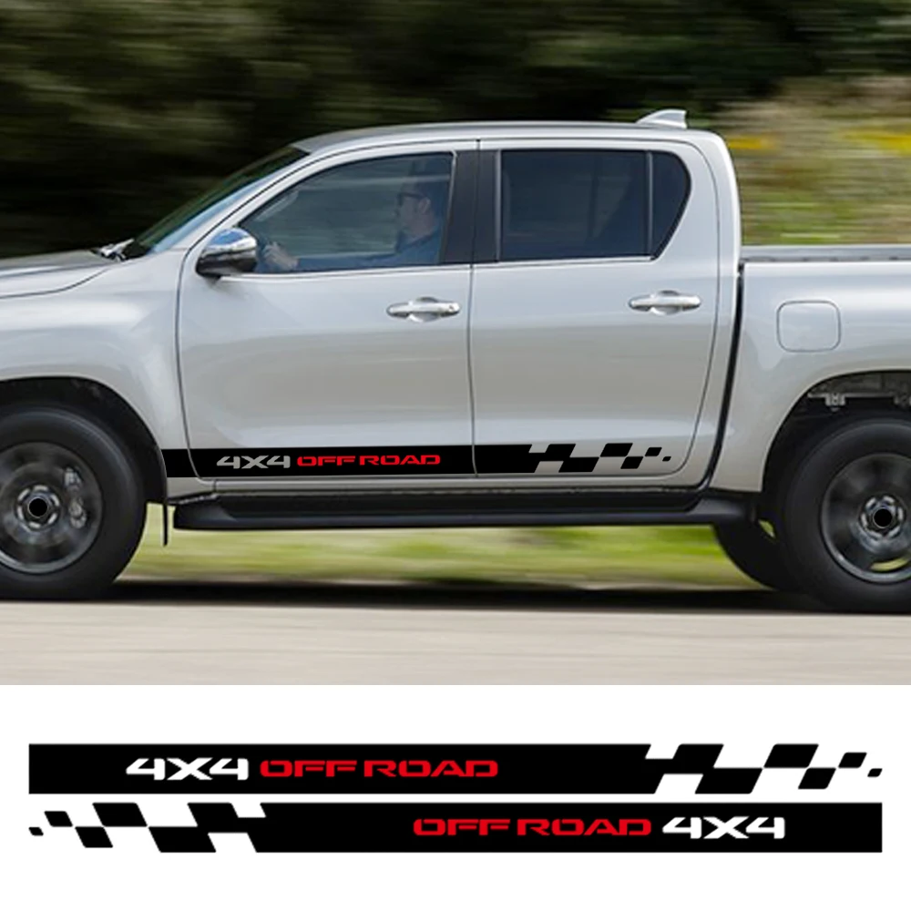 

Боковая наклейка на дверь автомобиля 4X4, внедорожный спортивный декор, виниловая крышка, аксессуары для автотюнинга для Toyota Hilux Revo Vigo Rocco SR5