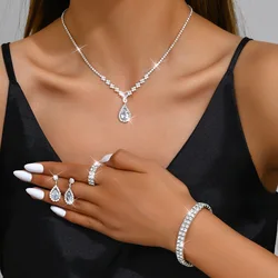 5 Women's Fashion Droplet Earrings Necklace Bracelet Ring Set Wedding Banquet Party Holiday Gift