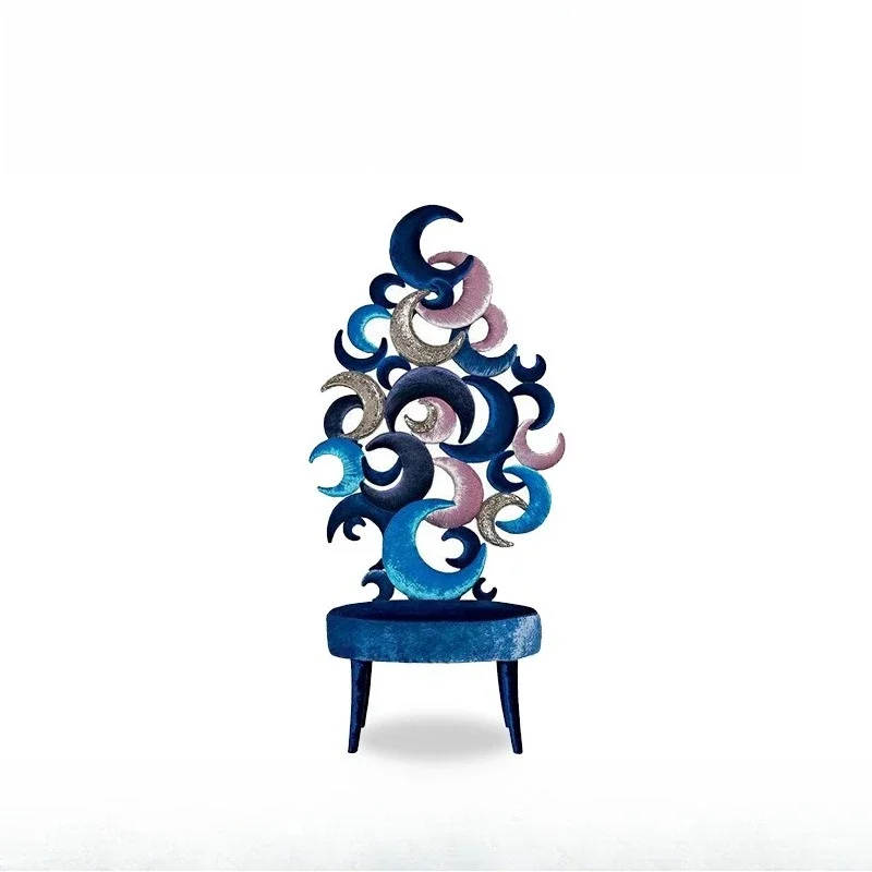 Crescent fabric sofa chair, high-end leisure chair decorative high back chair