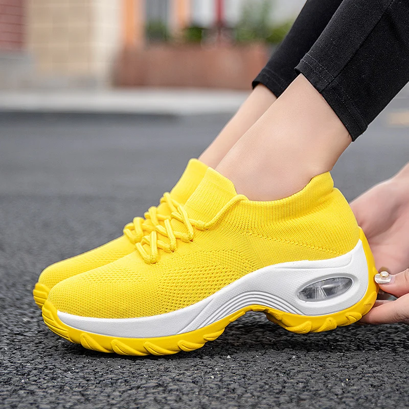 Women Platform Casual Shoes Breathable Mesh Sneakers Outdoor Sports Shoe Ladies Flats Wedges Tenis Feminino Female Walking Shoes