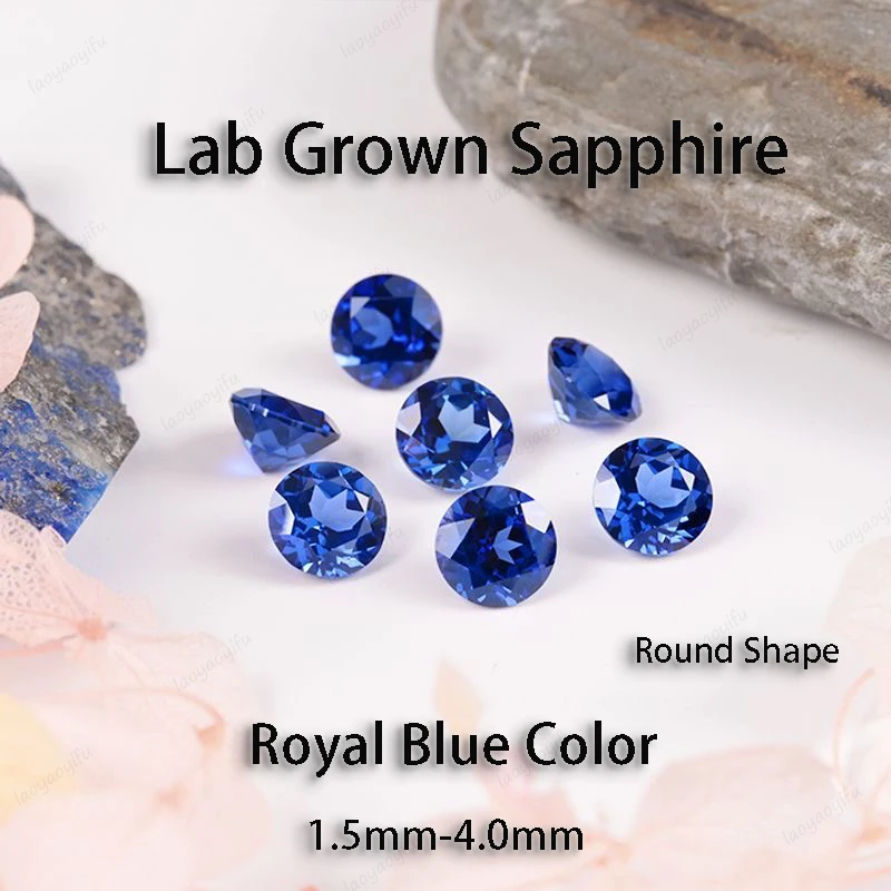 Lab Grown Sapphire Round Shape Extremely Shiny Small Size Royal Blue Color Charms Gemstone for DIY Ring Necklace Earrings Making