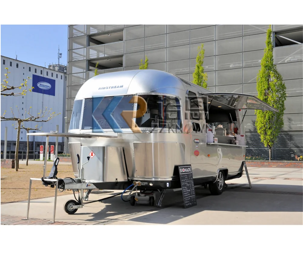Custom Stainless Steel Food Trailer 500*200*230 cm Mobile Bar Trailers Airstream Food Truck with Full Kitchen Food Cart