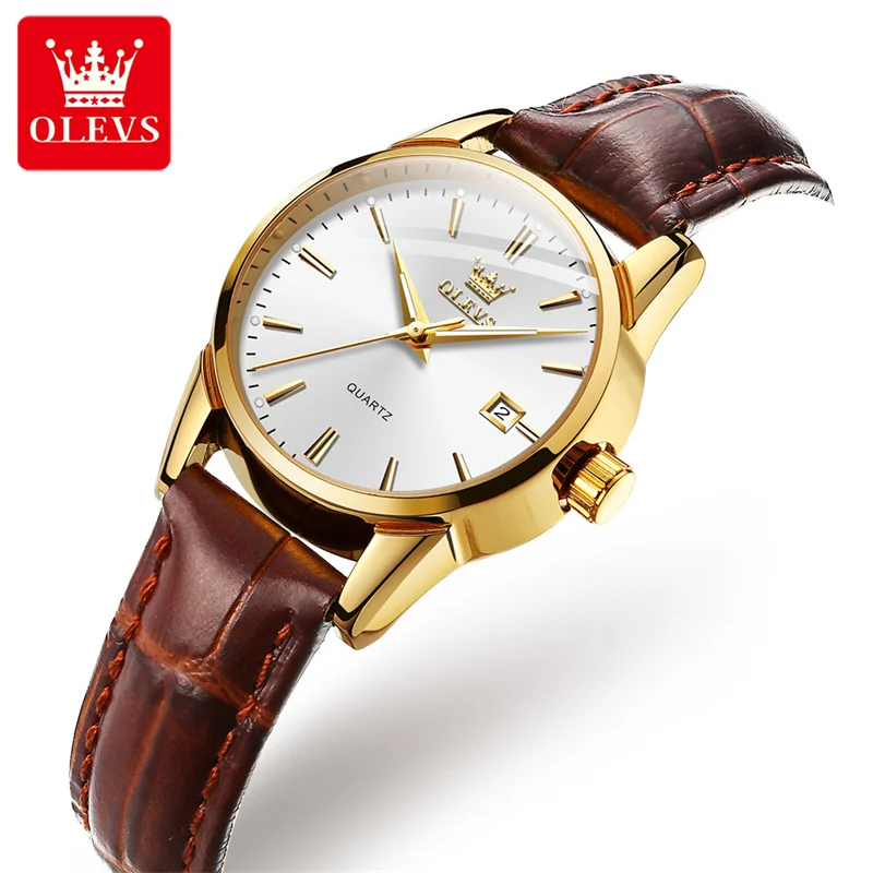 

OLEVS Brand New Fashion Womens Watches Top Brand Luxury Leather Waterproof Date Quartz Watch for Women Clock Relogio Feminino