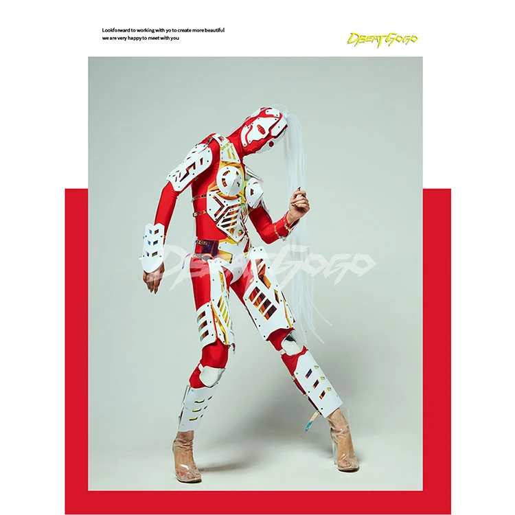 Future Technology Space Alien Mecha Warrior Nightclub show singer Girl Jumpsuit bar gogo costume