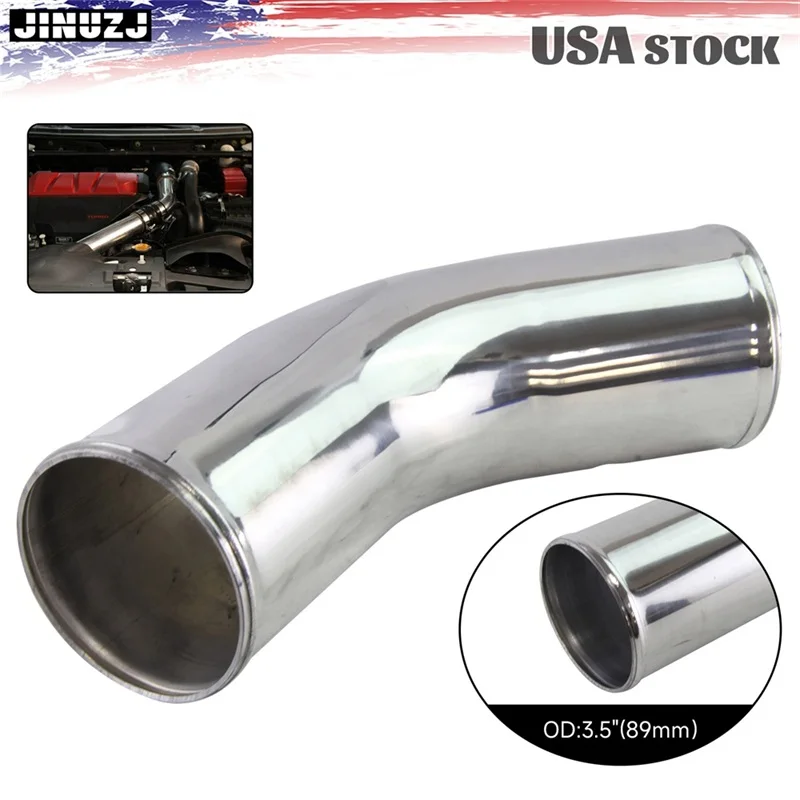 

45 Degree 89mm /102mm 3.5"/4" inch Aluminum Intercooler Intake Pipe Piping Tube Hose Silver
