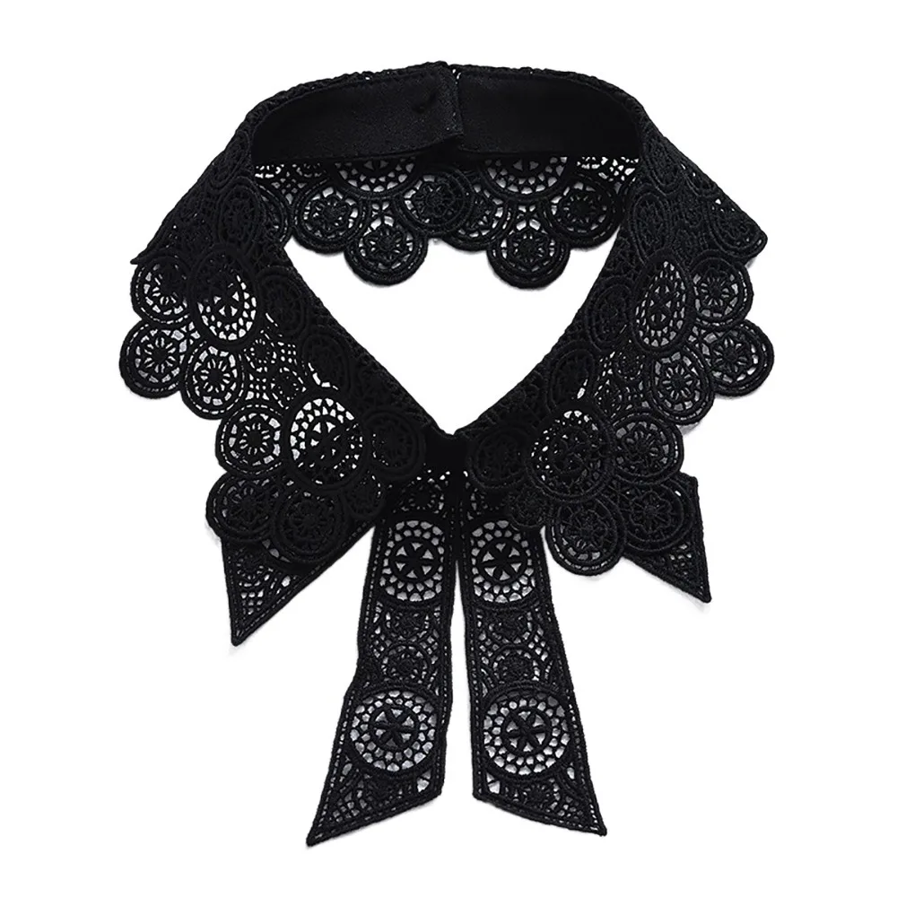 

Модный кружевной цветочный искусственный воротник, съемный черный, белый цвет, декоративный воротник, отделка одежды для женщин и девочек