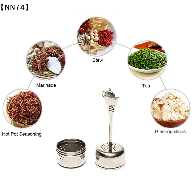 Stainless Steel Infuser Strainer Cylindrical Tea Leak Spice Herbal Filter Seasoning Balls Hanging Chain Kitchen Accessories[J]