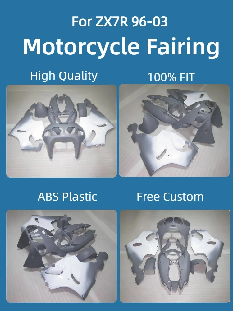 Unpainted Motorcycle Fairing Kit Fit for Kawasaki 96 97 98 99 00 01-03 ZX7R 1996-2003 ZX-7R ABS Plastic Full Bodykit Free Custom