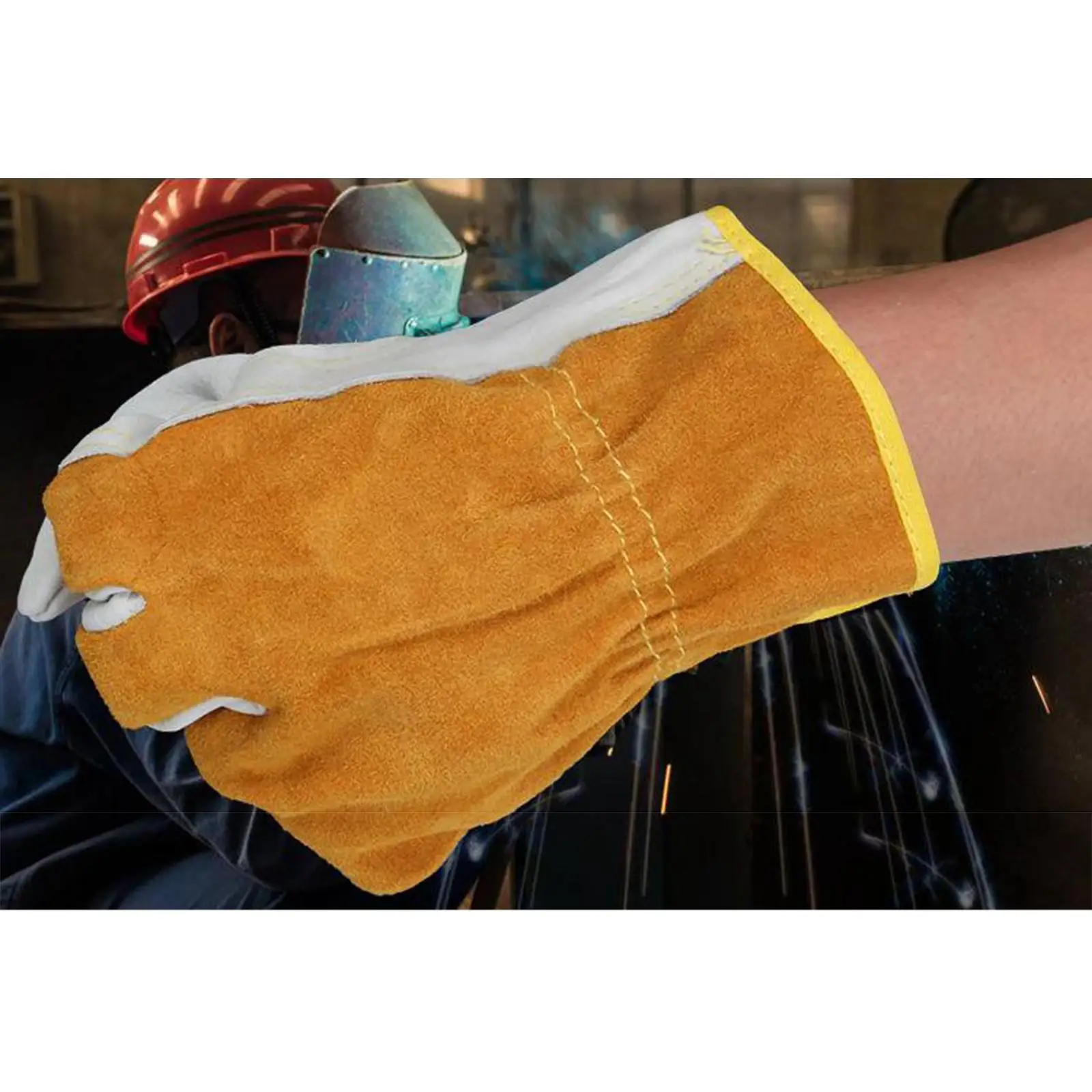 Heat Resistant Cowhide Welding Gloves Safety Fireproof Accessories for Barbecue Gardening Camping