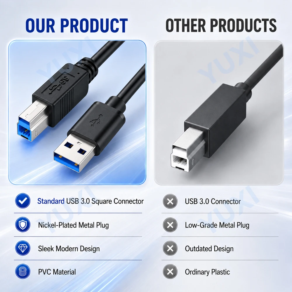 USB Printer Cable USB 3.0 A Male to B Male Cable For Hdd Case Canon Epson HP ZJiang Lab Printer High Speed Square Connector Wire