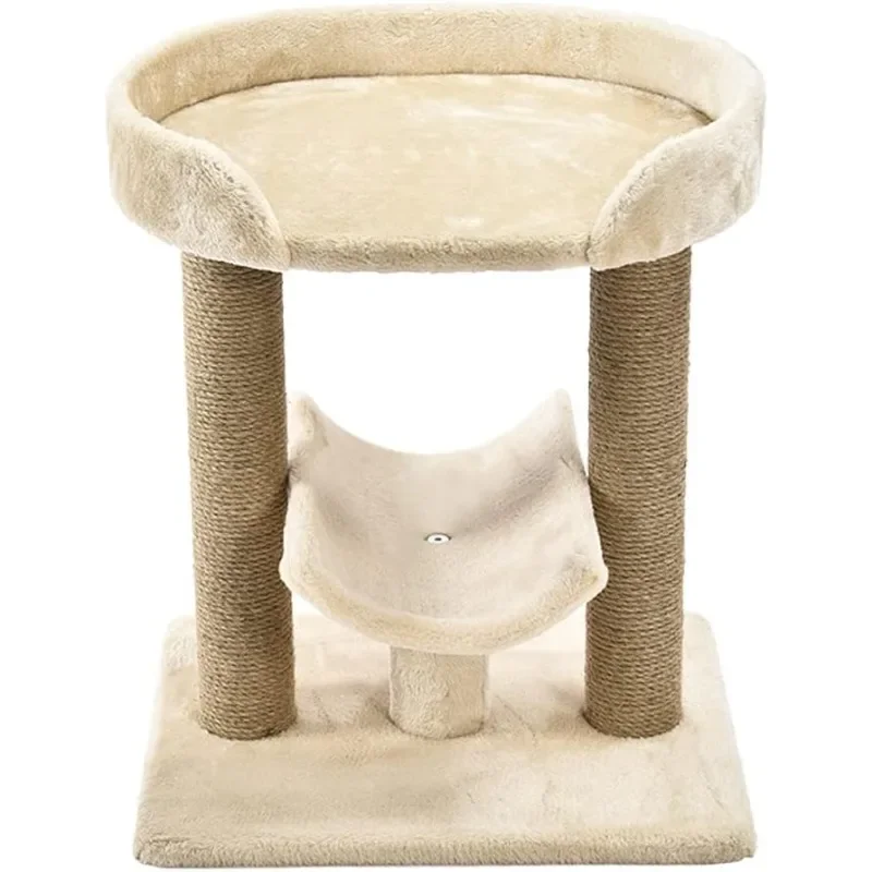 Top Platform Cat Tree With Scratching Post - 18 x 14 x 22 Inches, Indoor, Beige