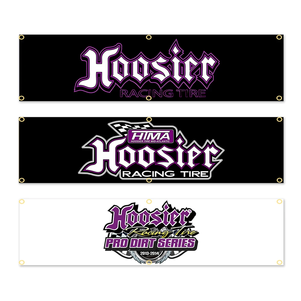 60x240cm H-Hoosirrs Checkered Race Banner Dirt Track Series Themed Hanging Flag Garage Man Cave Wall Decor Banner Metal Grommets