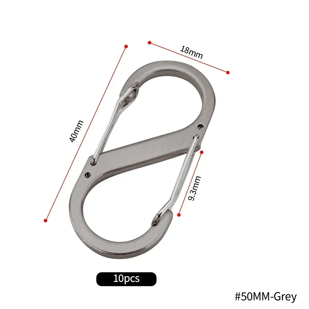 10Pcs S Typ Mini Schlüsselbund Haken Edelstahl Karabiner Mit Schloss Anti-Diebstahl Outdoor Camping Rucksack Schnalle Key-Lock Werkzeug