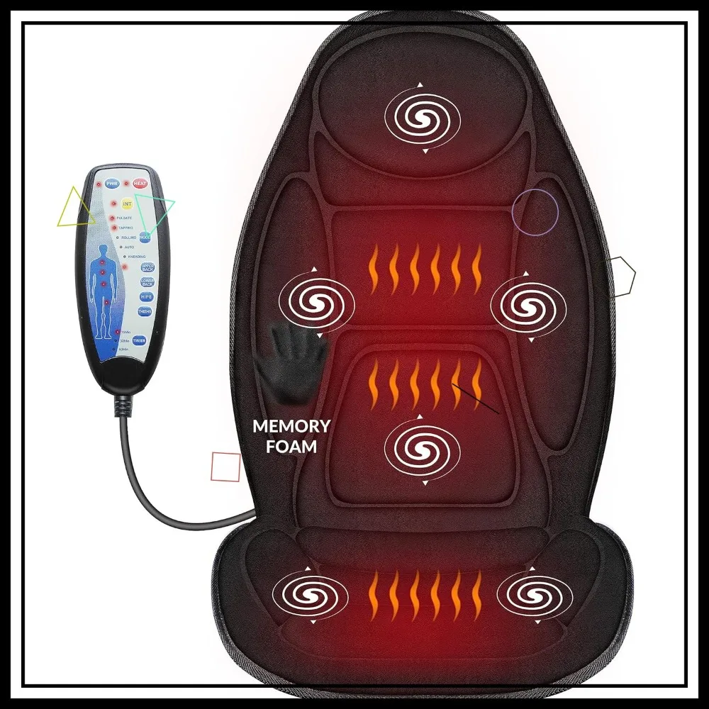 

Back Massager with Heat, Memory Foam Chair Pad, 5 Modes & 2 Heat Settings for Office